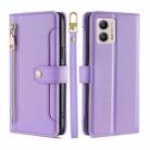 For Motorola Moto G53 5G/G13 4G/G23 4G Sheep Texture Cross-body Zipper Wallet Leather Phone Case(Purple) - 1