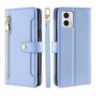 For Motorola Moto G73 5G Sheep Texture Cross-body Zipper Wallet Leather Phone Case(Blue) - 1