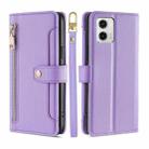 For Motorola Moto G73 5G Sheep Texture Cross-body Zipper Wallet Leather Phone Case(Purple) - 1