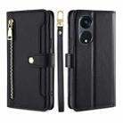 For OPPO Reno8 T 5G/A1 Pro 5G Sheep Texture Cross-body Zipper Wallet Leather Phone Case(Black) - 1