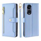 For OPPO Reno8 T 5G/A1 Pro 5G Sheep Texture Cross-body Zipper Wallet Leather Phone Case(Blue) - 1