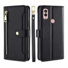 For Kyocera Android One S10 Sheep Texture Cross-body Zipper Wallet Leather Phone Case(Black) - 1