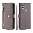 For Kyocera Android One S10 Sheep Texture Cross-body Zipper Wallet Leather Phone Case(Grey) - 1