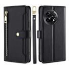 For OnePlus Ace 2/11R Sheep Texture Cross-body Zipper Wallet Leather Phone Case(Black) - 1