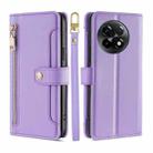 For OnePlus Ace 2/11R Sheep Texture Cross-body Zipper Wallet Leather Phone Case(Purple) - 1