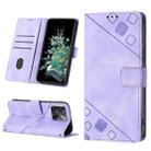 For OnePlus 10T 5G Skin-feel Embossed Leather Phone Case(Light Purple) - 1