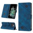 For OnePlus 10T 5G Skin-feel Embossed Leather Phone Case(Blue) - 1