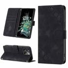 For OnePlus 10T 5G Skin-feel Embossed Leather Phone Case(Black) - 1