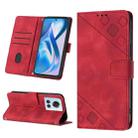 For OnePlus ACE 5G Skin-feel Embossed Leather Phone Case(Red) - 1