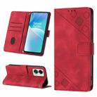 For OnePlus Nord 2T 5G Skin-feel Embossed Leather Phone Case(Red) - 1