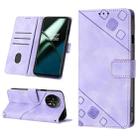 For OnePlus 11 Skin-feel Embossed Leather Phone Case(Light Purple) - 1