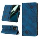 For OnePlus 11 Skin-feel Embossed Leather Phone Case(Blue) - 1