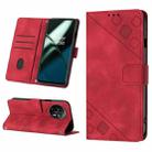 For OnePlus 11 Skin-feel Embossed Leather Phone Case(Red) - 1