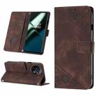 For OnePlus 11 Skin-feel Embossed Leather Phone Case(Brown) - 1