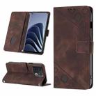 For OnePlus 10 Pro 5G Skin-feel Embossed Leather Phone Case(Brown) - 1