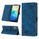 For vivo Y02s Skin-feel Embossed Leather Phone Case(Blue) - 1