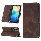 For vivo Y02s Skin-feel Embossed Leather Phone Case(Brown) - 1