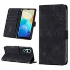 For vivo Y02s Skin-feel Embossed Leather Phone Case(Black) - 1