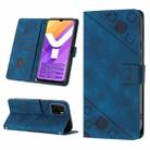 For vivo Y15s 2021 / Y15a Skin-feel Embossed Leather Phone Case(Blue) - 1