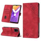 For vivo Y15s 2021 / Y15a Skin-feel Embossed Leather Phone Case(Red) - 1