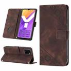 For vivo Y15s 2021 / Y15a Skin-feel Embossed Leather Phone Case(Brown) - 1