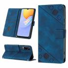 For vivo Y51 2020 / Y31 2021 / Y51a / Y53s 4G Skin-feel Embossed Leather Phone Case(Blue) - 1