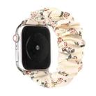 For Apple Watch Series 8&7 41mm / SE 2&6&SE&5&4 40mm / 3&2&1 38mm Cloth + Stainless Steel Hair Ring Watch Band(Floral 2) - 1