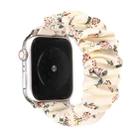 For Apple Watch Ultra 49mm / Series 8&7 45mm / SE 2&6&SE&5&4 44mm / 3&2&1 42mm Cloth + Stainless Steel Hair Ring Watch Band(Floral 2) - 1