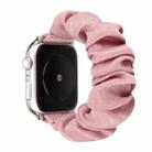 For Apple Watch Series 7 45mm / 6 & SE & 5 & 4 44mm / 3 & 2 & 1 42mm Cloth + Stainless Steel Hair Ring Watch Band(Light Red) - 1