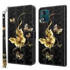 For Motorola Moto E13 3D Painted Leather Phone Case(Golden Swallow Butterfly) - 1