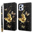 For Motorola Moto G13 / G23 3D Painted Leather Phone Case(Golden Swallow Butterfly) - 1