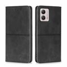 For Motorola Moto G53 5G/G13 4G/G23 4G Cow Texture Magnetic Horizontal Flip Leather Phone Case(Black) - 1