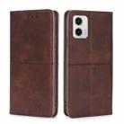 For Motorola Moto G73 5G Cow Texture Magnetic Horizontal Flip Leather Phone Case(Dark Brown) - 1