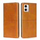 For Motorola Moto G73 5G Cow Texture Magnetic Horizontal Flip Leather Phone Case(Light Brown) - 1