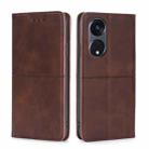 For OPPO Reno8 T 5G/A1 Pro 5G Cow Texture Magnetic Horizontal Flip Leather Phone Case(Dark Brown) - 1