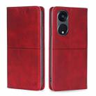 For OPPO Reno8 T 5G/A1 Pro 5G Cow Texture Magnetic Horizontal Flip Leather Phone Case(Red) - 1