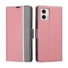 For Motorola Moto G73 5G Twill Texture Side Buckle Leather Phone Case(Pink) - 1