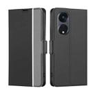 For OPPO Reno8 T 5G/A1 Pro 5G Twill Texture Side Buckle Leather Phone Case(Black) - 1