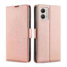 For Motorola Moto G53 5G/G13 4G/G23 4G Ultra-thin Voltage Side Buckle Horizontal Flip Leather Phone Case(Rose Gold) - 1