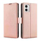 For Motorola Moto G73 5G Ultra-thin Voltage Side Buckle Horizontal Flip Leather Phone Case(Rose Gold) - 1