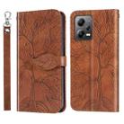 For Xiaomi Poco X5 Life Tree Embossing Pattern Leather Phone Case(Brown) - 1