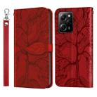 For Xiaomi Poco X5 Pro Life Tree Embossing Pattern Leather Phone Case(Red) - 1