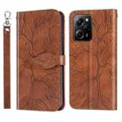 For Xiaomi Poco X5 Pro Life Tree Embossing Pattern Leather Phone Case(Brown) - 1