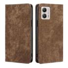 For Motorola Moto G53 5G/G13 4G/G23 4G RFID Anti-theft Brush Magnetic Leather Phone Case(Brown) - 1