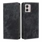 For Motorola Moto G53 5G/G13 4G/G23 4G RFID Anti-theft Brush Magnetic Leather Phone Case(Black) - 1