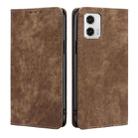 For Motorola Moto G73 5G RFID Anti-theft Brush Magnetic Leather Phone Case(Brown) - 1