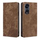 For OPPO Reno8 T 5G/A1 Pro 5G RFID Anti-theft Brush Magnetic Leather Phone Case(Brown) - 1