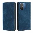 For Xiaomi Redmi 12C 4G RFID Anti-theft Brush Magnetic Leather Phone Case(Blue) - 1