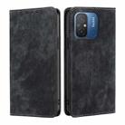For Xiaomi Redmi 12C 4G RFID Anti-theft Brush Magnetic Leather Phone Case(Black) - 1