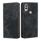 For Kyocera Android One S10 RFID Anti-theft Brush Magnetic Leather Phone Case(Black) - 1